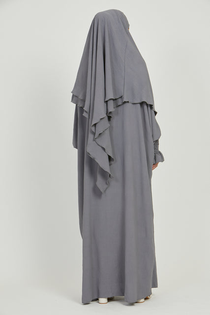 Abaya with Khimar Set - Charcoal