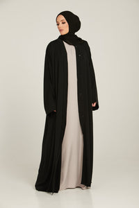 Slim Sleeve Classic Black Open Abaya