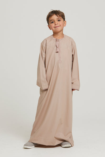Junior Boys Premium Omani Thobe Rose Dust – AbayaButh