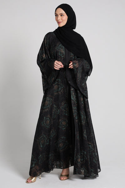 Emerald Dusk Velvet Abaya