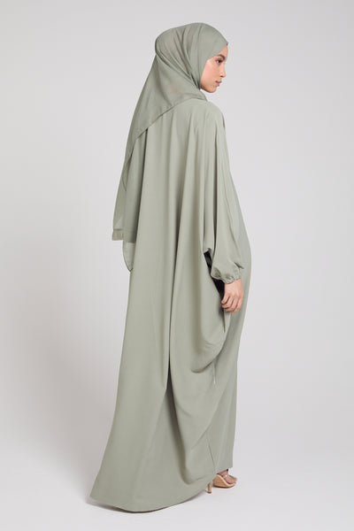 Plain Farasha With Elasticated Cuff Sleeves - Taupe main image 1