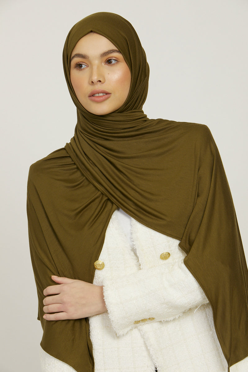 Premium Jersey Hijab Olive