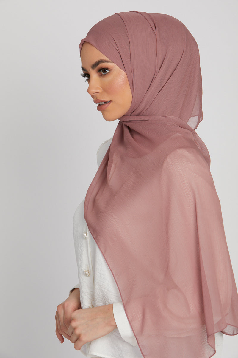 Luxury Crinkle Chiffon Hijab Dusty Rose