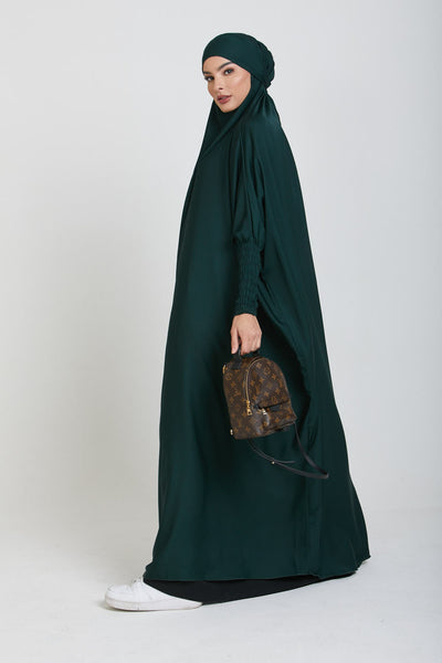 One Piece Full Length Jilbab  Prayer Abaya - Forest Green – Abayabuth