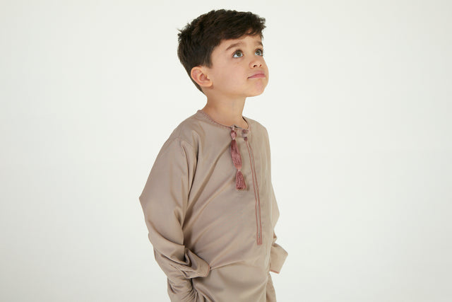 Junior Boys Premium Omani Thobe - Light Mink