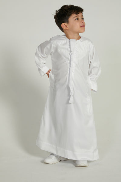 Junior Boys Emirati Thobe White – AbayaButh - Main Image