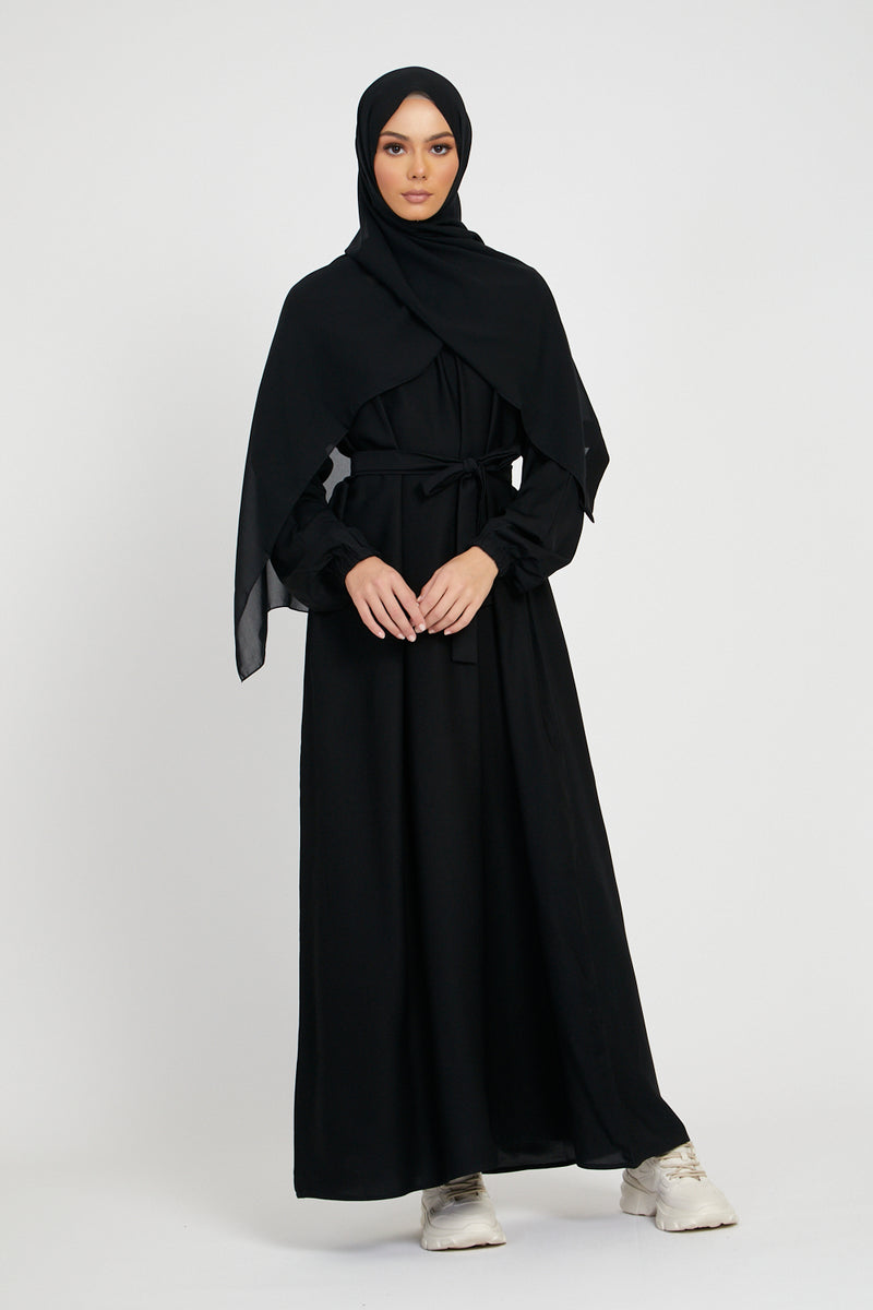 Plain Black Abaya with Front Zip