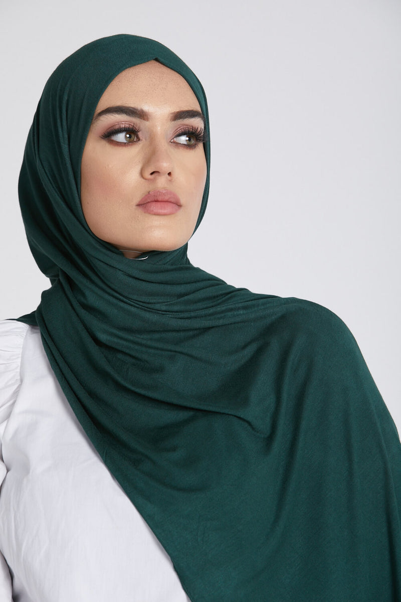 Green Hijab: Buy Forest Green Jersey Hijab For Everyday Wear