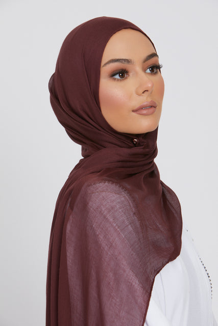 Premium Modal Matt Hijab - Deep Mahogany