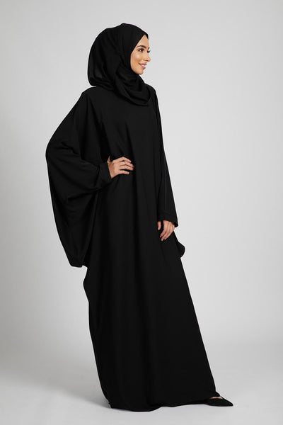 Elegant And Minimalist Soft Light Woven Batwing Sleeve Abaya