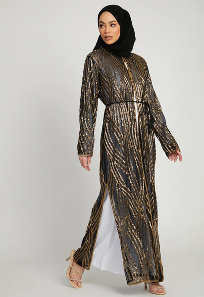 gold frosted abaya