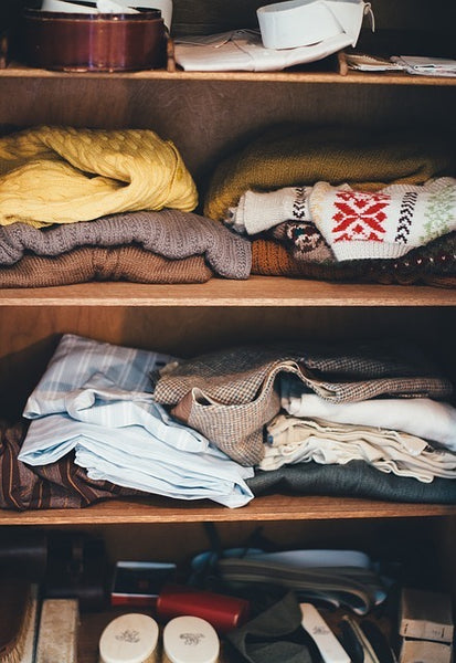clothes in a wardrobe