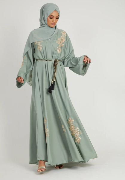 mint green nidha fabric abaya
