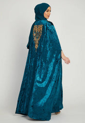 luxury teal velvet cape