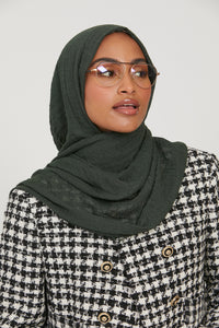 Frayed Crinkle Hijab - Dark Green