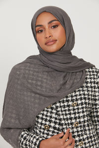 Frayed Crinkle Hijab - Dark Grey