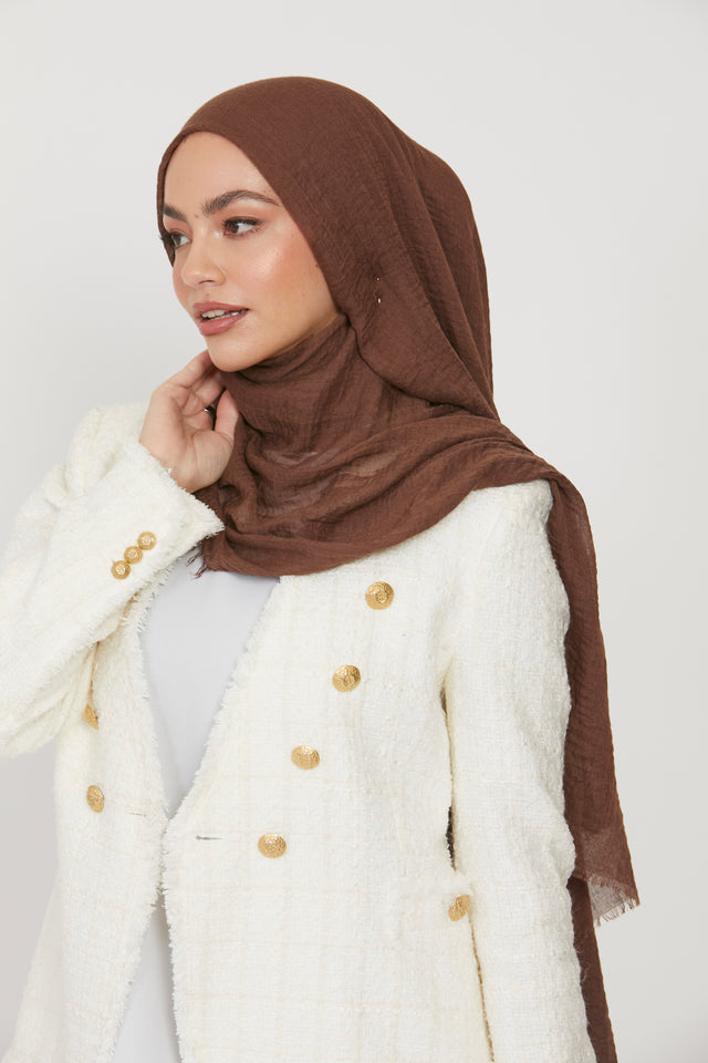 Frayed Crinkle Hijab - Hazel