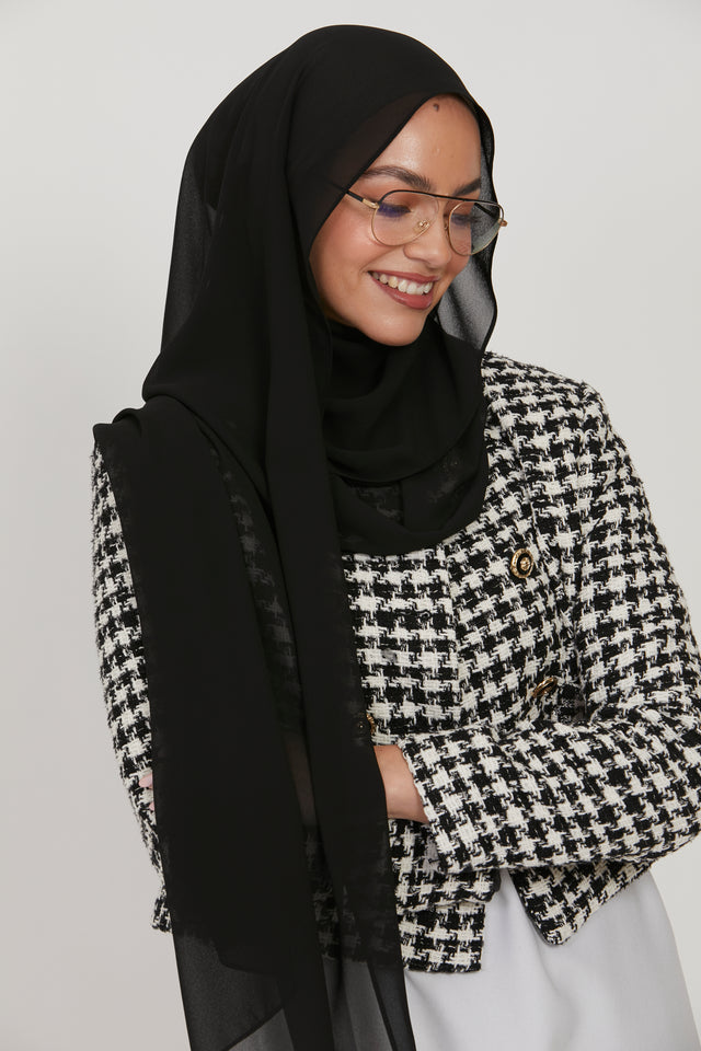 Premium Georgette Chiffon Hijab -  Black