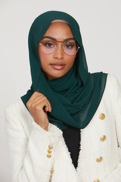 Premium Georgette Chiffon Hijab -  Forest Green