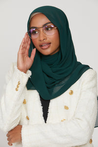Premium Georgette Chiffon Hijab -  Forest Green