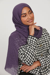 Frayed Crinkle Hijab - Purple