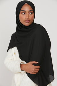 Premium Textured Crepe Hijab- Black