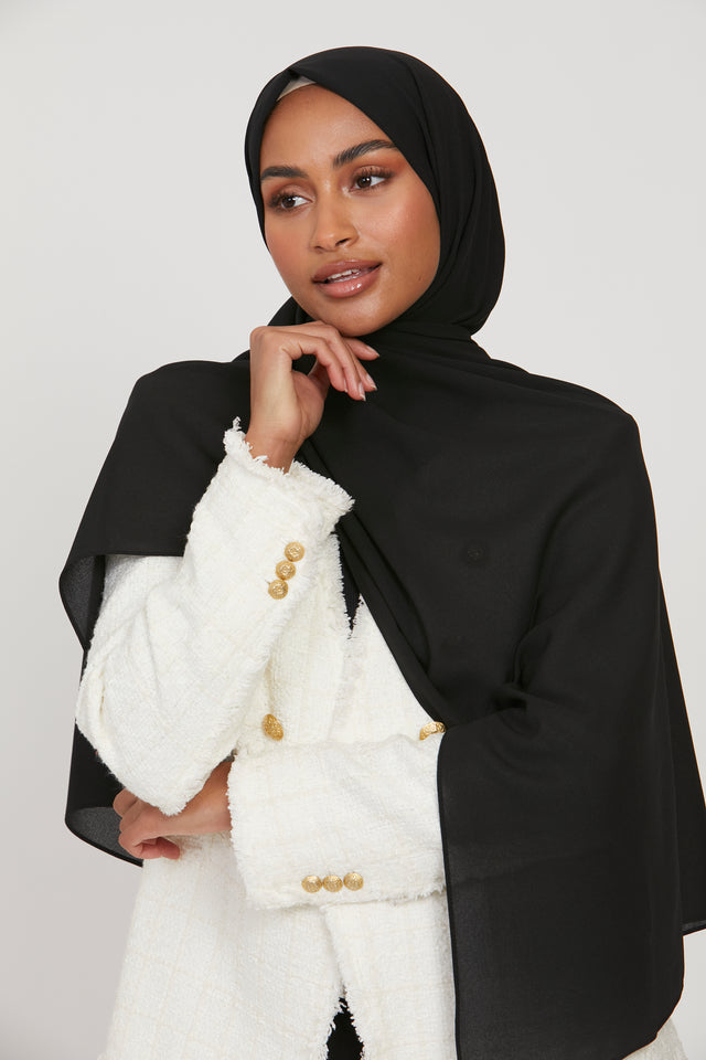 Premium Textured Crepe Hijab- Black