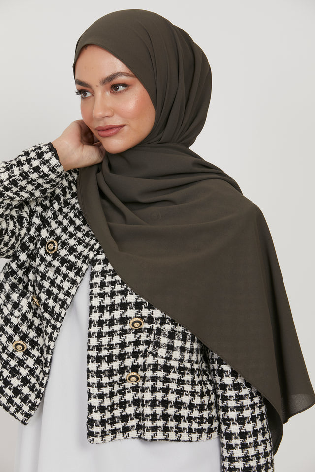 Premium Textured Crepe Hijab- Khaki