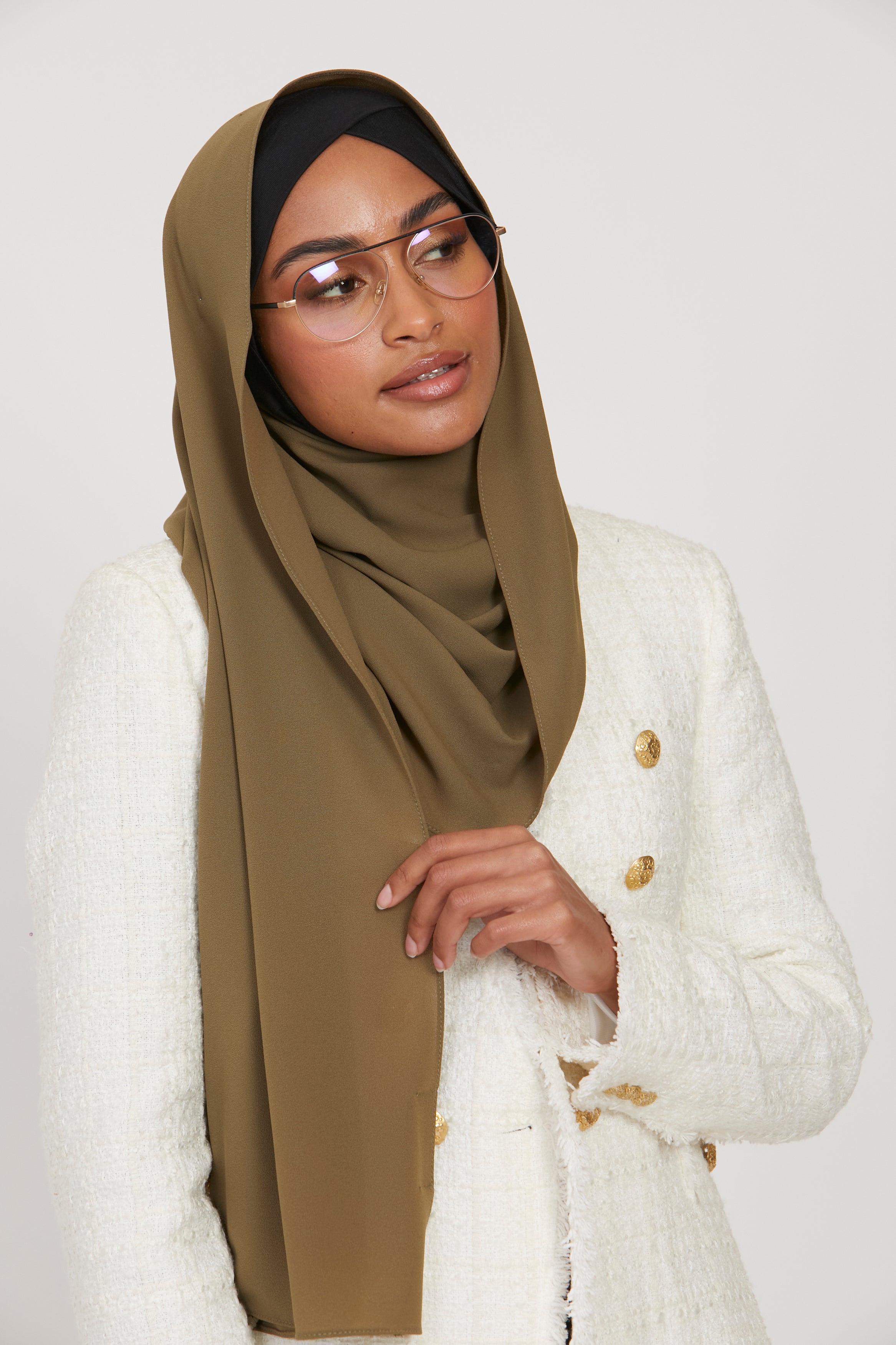 Premium Textured Crepe Hijab- Olive