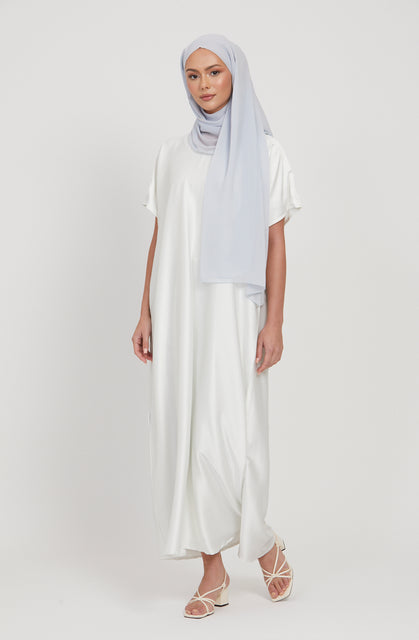 Premium Satin Inner Slip Dress WITH LINING - White