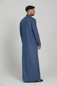 Premium Kuwaiti Thobe With Pocket - Blue Horizon