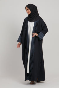 Luxury Urban Chic Open Abaya With Pleated Detailing