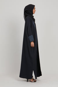 Luxury Urban Chic Open Abaya With Pleated Detailing