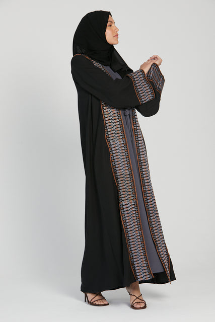 Four Piece Moroccan Embroidered Open Abaya