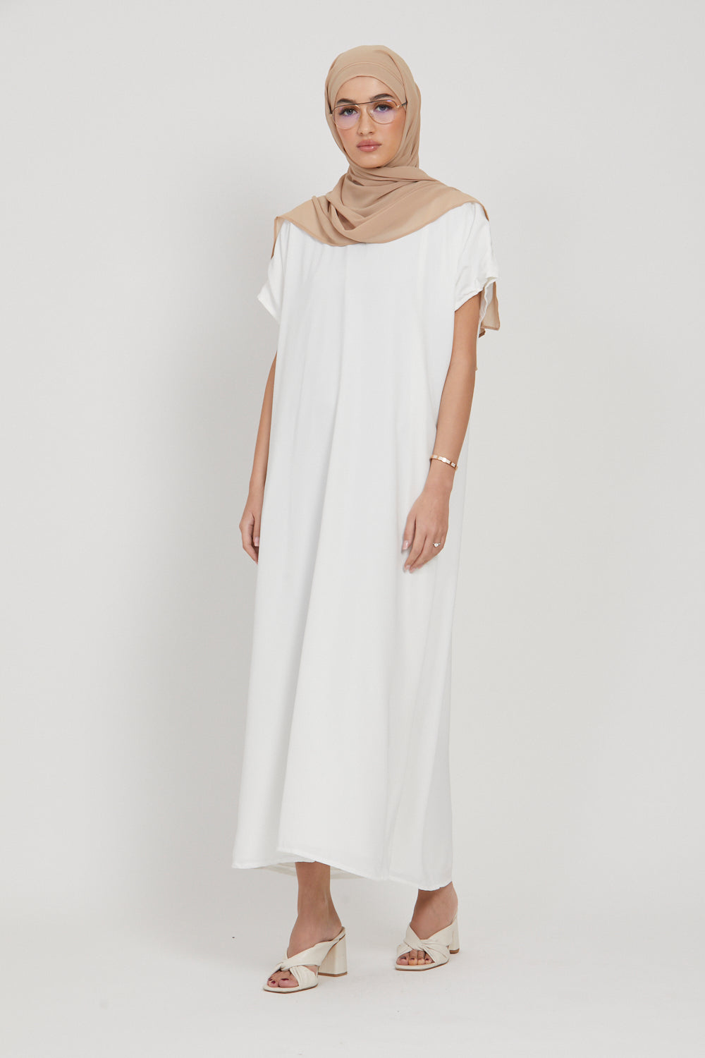 white dress liner Paiva Slip Dress in Satin Ivory