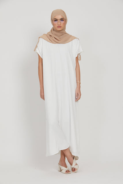 Premium Nidha Inner Slip Dress - White - WITH LINING