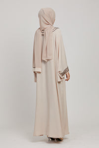 Luxury Natural Embellished Closed Abaya