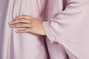 Closed Satin Farasha with Embellished Cuff - Blush Pink - LIMITED EDITION