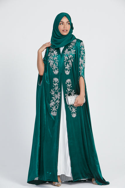 Luxury Emerald Velvet Embellished Cape