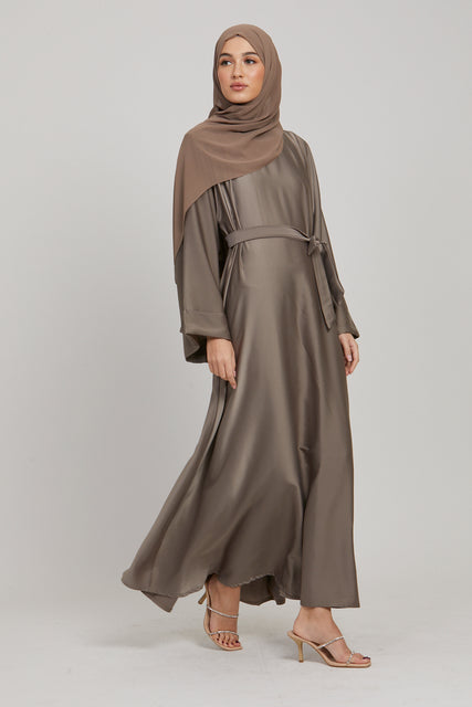 Premium Timeless Umbrella Cut Closed Abaya with Folded Cuffs - Desert Taupe