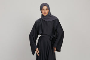 Premium Timeless Umbrella Cut Closed Abaya with Folded Cuffs - After Midnight