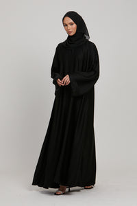 Premium Timeless Umbrella Cut Closed Abaya with Folded Cuffs - Black