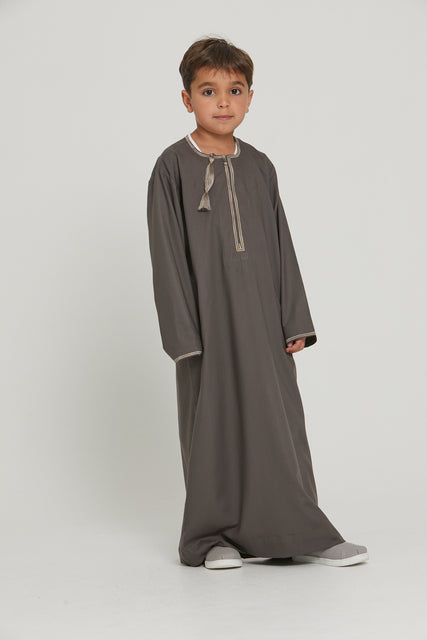 Junior Boys Premium Omani Thobe - Winter Oak