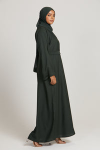 Plus Size Plain Closed Abaya - Forest Green