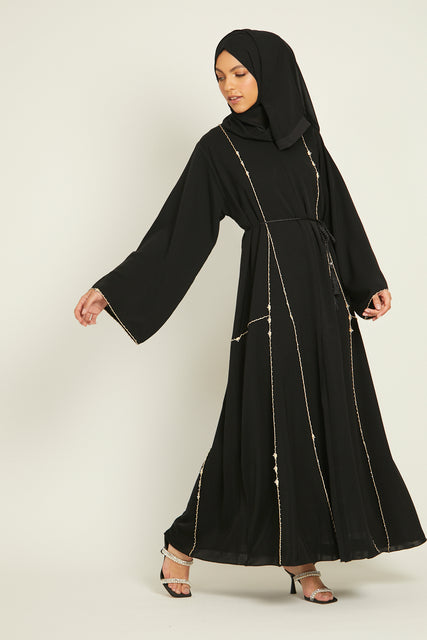 Luxury Dainty Embellished Open Abaya