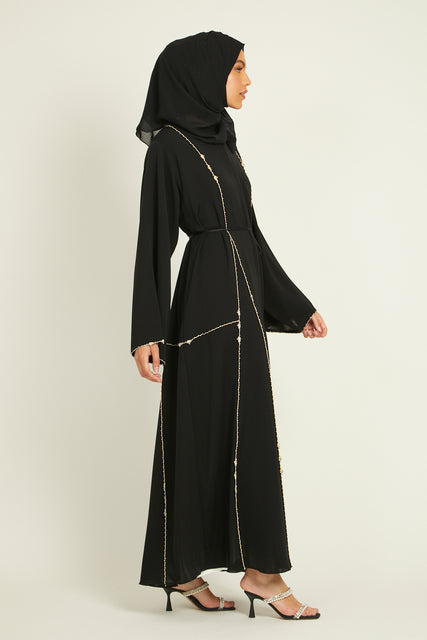 Luxury Dainty Embellished Open Abaya