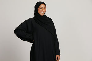 Plus Size Plain Closed Abaya - Black