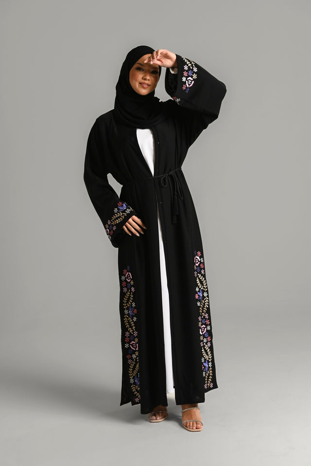 Luxury Blooming Embroidered Open Abaya
