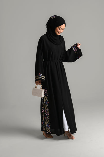 Luxury Blooming Embroidered Open Abaya