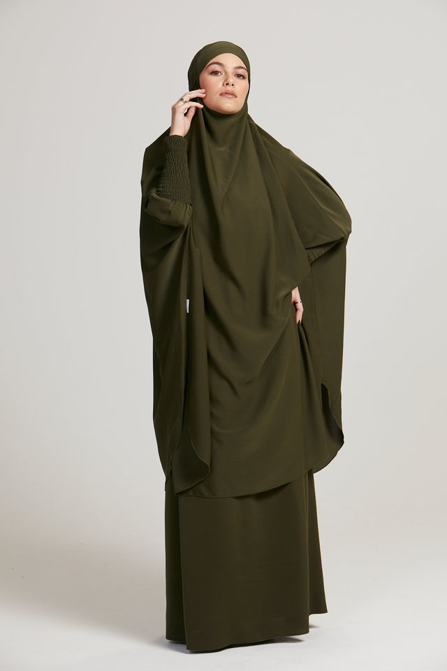 Two Piece Jilbab/ Prayer Set - Khaki